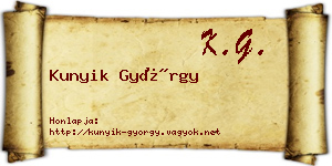 Kunyik György névjegykártya