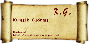 Kunyik György névjegykártya
